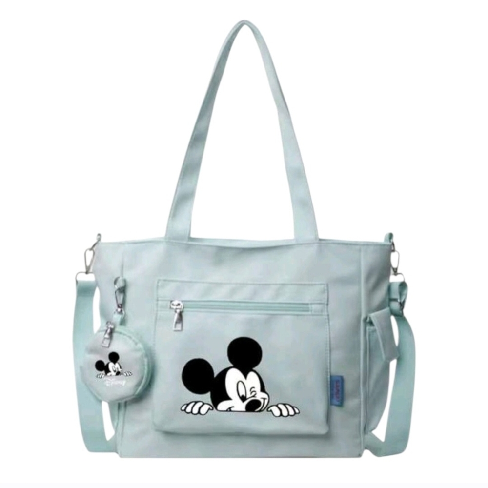 Mickey Mouse Light Blue Tote Bag with Shoulder Strap